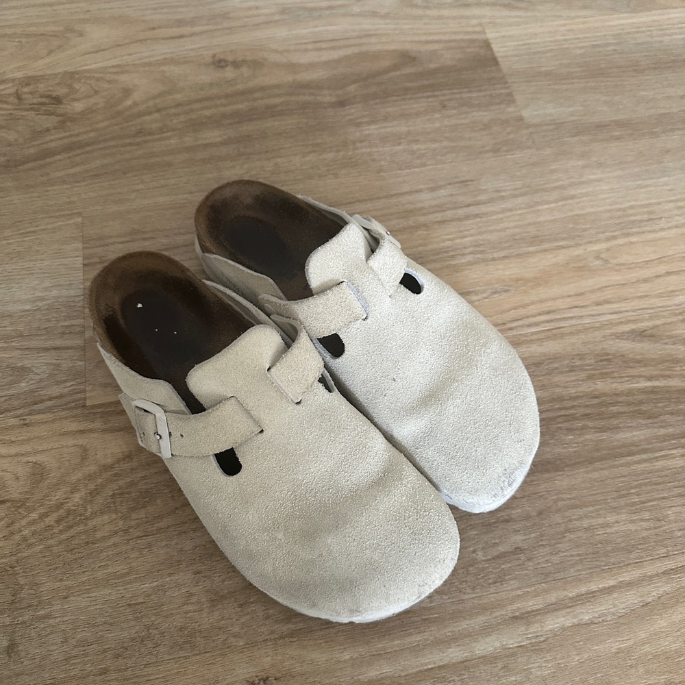 Cream Suede Clogs